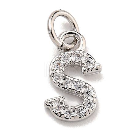 Initial Letter Brass with Cubic Zirconia Charms KK-Q814-26S-P-1