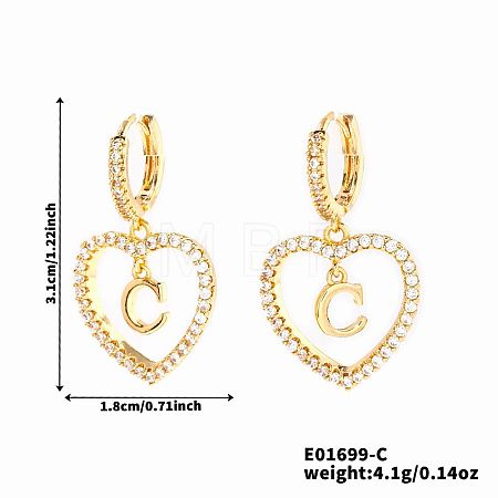 Brass Heart Hoop Earrings BR9605-3-1