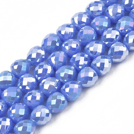Electroplate Opaque Solid Color Glass Beads Strands EGLA-N002-26-A03-1