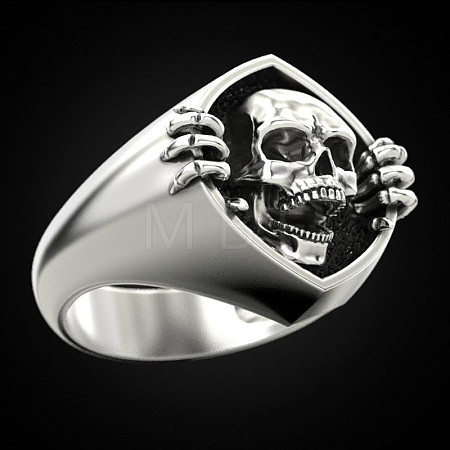 Alloy Skull Finger Rings X-SKUL-PW0002-039D-P-1