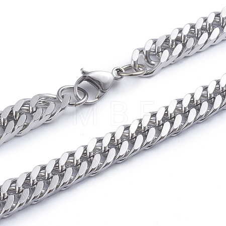 Non-Tarnish Men's 304 Stainless Steel Diamond Cut Cuban Link Chain Necklaces X-NJEW-L173-002B-P-1