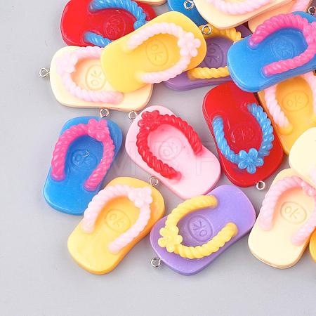 Resin Slipper Pendants RESI-S291-M-1
