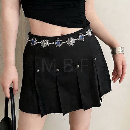 Boho Alloy Resin Blue Heart Flower Waist Chains WG5CDCC-01-1