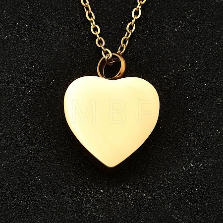 304 Stainless Steel Heart Cinerary Casket Pendant Necklaces NJEW-V002-02G-1