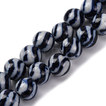 Handmade Blue and White Porcelain Beads Strands PORC-I027-03F-1