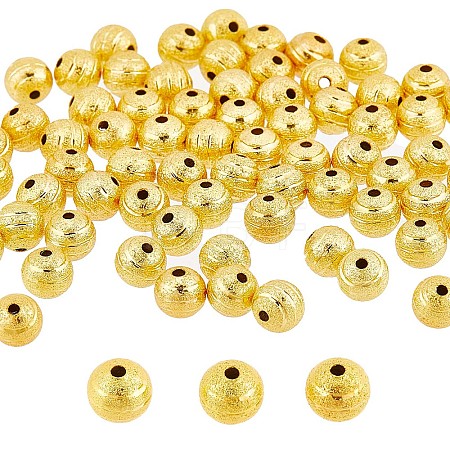 100Pcs Brass Textured Beads KK-SC0003-40-1
