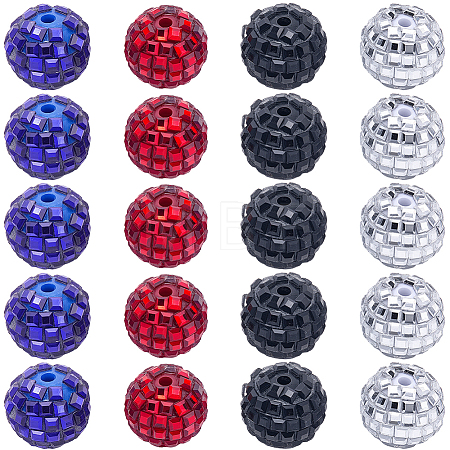 20Pcs 4 Colors Acrylic Rhinestone Beads OACR-SC0003-05-1