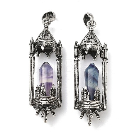 Natural Fluorite Faceted Pointed Bullet Shaped Big Pendants G-P613-01AS-03-1