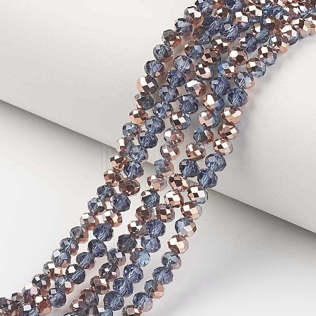 Electroplate Transparent Glass Beads Strands EGLA-A034-T3mm-N18-1