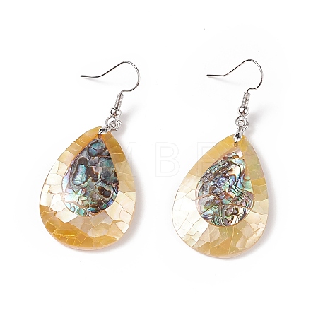 White Shell & Abalone Shell/Paua Shell Dangle Earrings EJEW-K081-03H-1