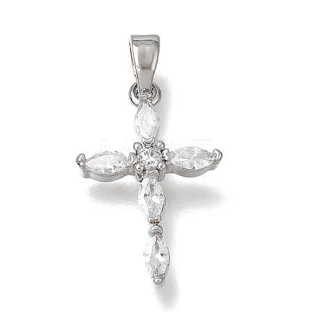 Brass Micro Pave Clear Cubic Zirconia Pendants CU-CBA9883-05B-P-1