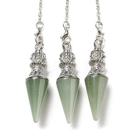 Natural Green Aventurine Pointed Dowsing Pendulums AJEW-P113-01P-05-1