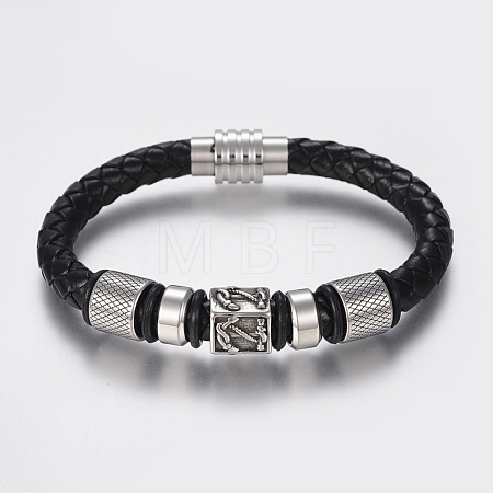 Braided Leather Cord Bracelets X-BJEW-H560-26-1