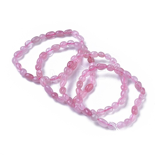 Natural Rose Quartz Bead Stretch Bracelets BJEW-K213-34-1