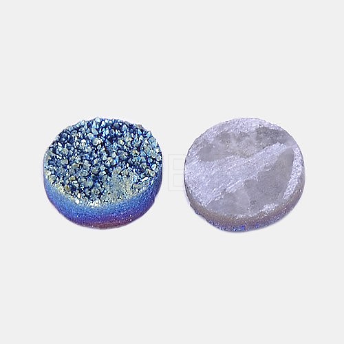 Electroplate Natural Druzy Crystal Cabochons G-L047-8mm-08-1
