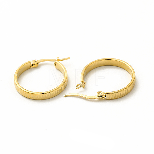 201 Stainless Steel Grooved Hoop Earrings with 304 Stainless Steel Pin for Women EJEW-M214-14B-G-1