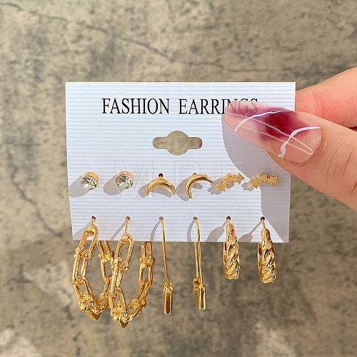 Alloy & Rhinestone Earring Sets WG17A46-14-1