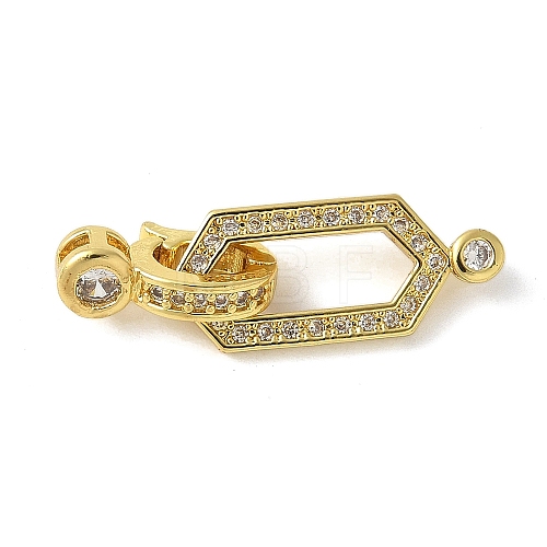 Brass Pave Clear Cubic Zirconia Fold Over Clasps KK-M320-26G-1