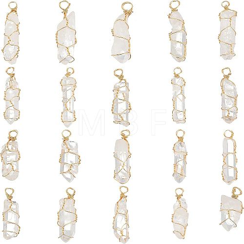 Fingerinspire 20pcs Natural Quartz Crystal Pointed Pendants FIND-FG0001-58-1