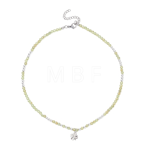 Brass Clover Pendant Necklace NJEW-JN04325-02-1