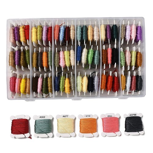 72 Cards 72 Colors 6-Ply Polyester Embroidery Floss OCOR-K006-C01-1