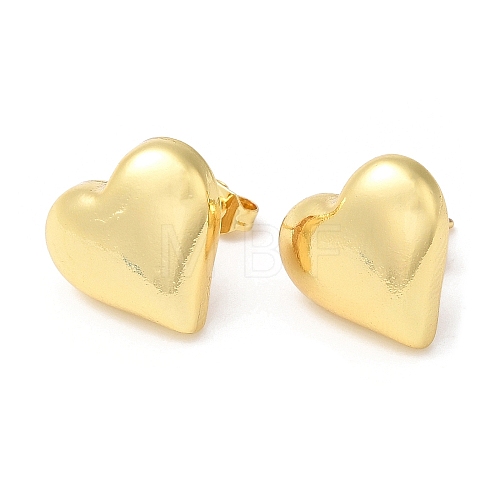 Rack Plating Brass Heart Stud Earrings X-EJEW-Q766-02G-1