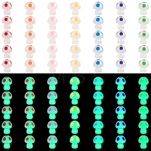 80Pcs 8 Colors Luminous Resin Mushroom Display Decoration JX878A-1