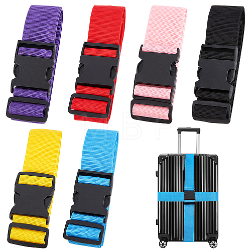 6Pcs 6 Colors Polyester Adjustable Luggage Straps FIND-CP0001-21-1
