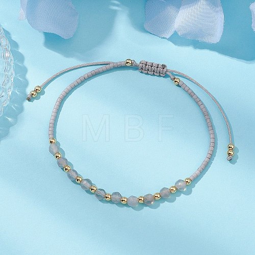 Natural Agate Braided Beaded Bracelets BJEW-JB11420-03-1