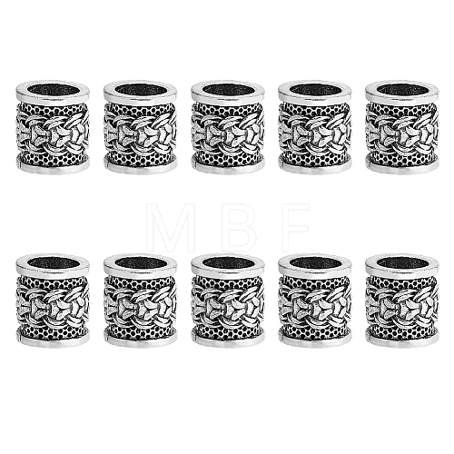 DICOSMETIC 10Pcs Tibetan Style Alloy Dreadlocks Braiding Beads OHAR-DC0001-06A-1