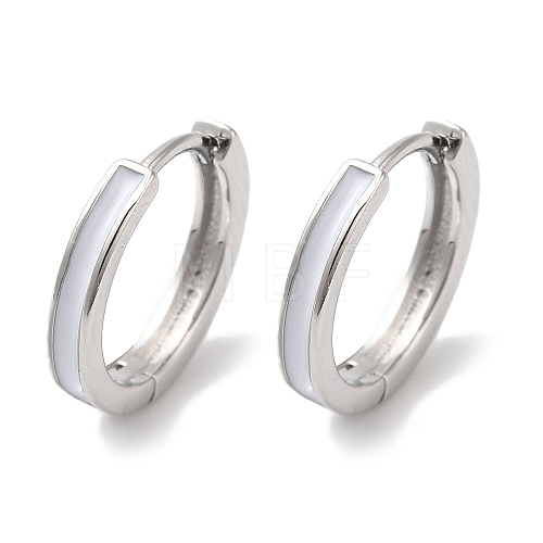 Ring Brass With Enamel Hoop Earrings for Women EJEW-U008-08P-1