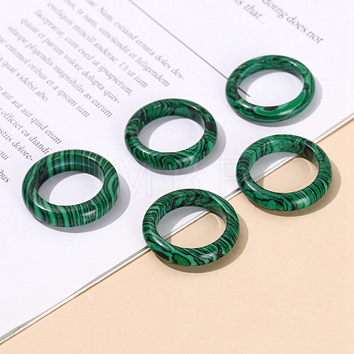 Synthetic Malachite Plain Band Finger Rings PW-WG26698-09-1