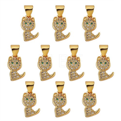 10Pcs Brass Micro Pave Clear Cubic Zirconia Pendants KK-SZ0005-51-1