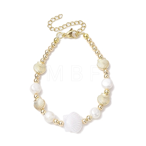 Natural Cultured Freshwater Pearl Link Bracelets BJEW-JB10345-1