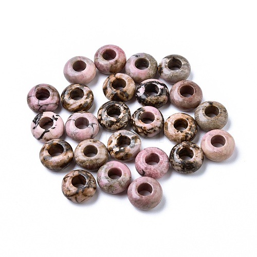 Natural Rhodonite European Beads G-G740-12x6mm-01-1