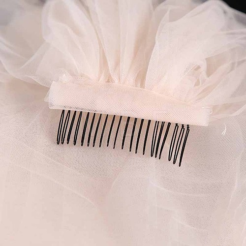 Long Mesh Tulle Bridal Veils with Combs HULI-PW0002-023B-01-1