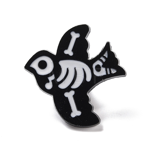 Bird Skeleton Enamel Pin JEWB-F016-18EB-1