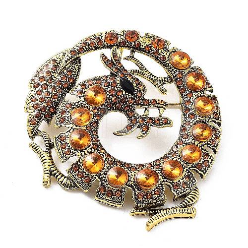 Dragon Rhinestone Brooch Pins JEWB-K018-09AG-03-1