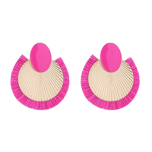 Bohemia Alloy Raffia Stud Earring for Women PW-WGEE6FD-01-1