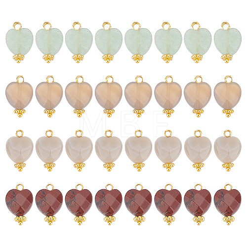 Unicraftale 32Pcs 4 Style Mixed Gemstone Charms G-UN0001-14-1