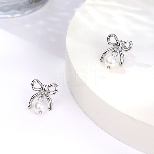 Elegant 304 Stainless Steel Bowknot Stud Earrings for Women WV7087-2-1