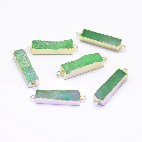 Electroplated Natural Druzy Agate Links/Connectors G-G656-02J-1