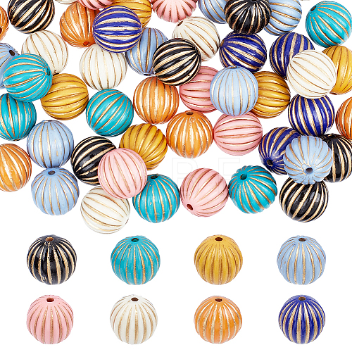 64Pcs 8 Colors Plating Acrylic Beads KY-AR0001-17-1