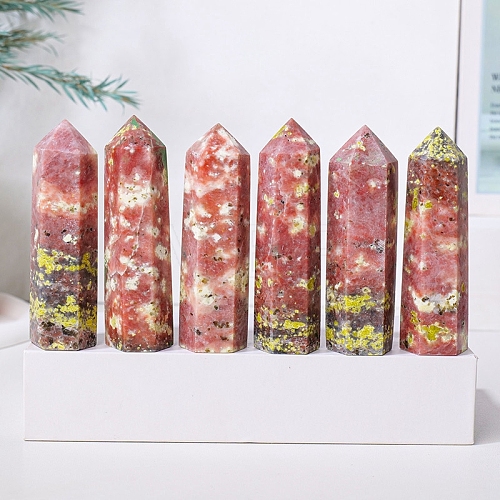 Tower Natural Peach Blossom Tourmaline Home Display Decoration PW-WG51324-01-1