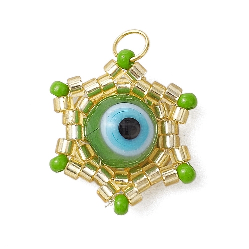 Beaded Star Eye Charms PALLOY-MZ00575-03-1