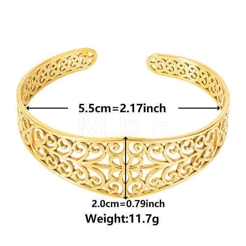 Elegant and Stylish Design Hollow Flower 304 Stainless Steel Cuff Bangles for Women ZU0152-2-1