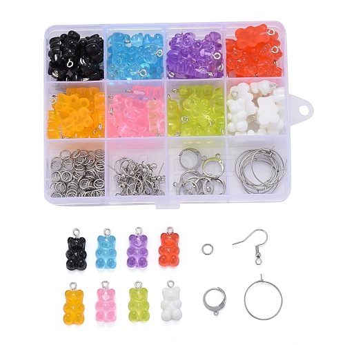 DIY 40Pairs Bear Resin Earrings Kits DIY-LS0001-01-1