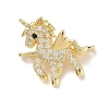 Brass Micro Pave Clear Cubic Zirconia Unicorn Spacer Bars KK-K428-10G-1