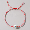 Adjustable Glass Evil Eye Braided Bead Bracelets for Men and Women PI2315-9-1
