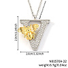 Brass Micro Pave Clear Cubic Zirconia Bee Initial Pendant Necklaces FS-WGF5E80-22-1